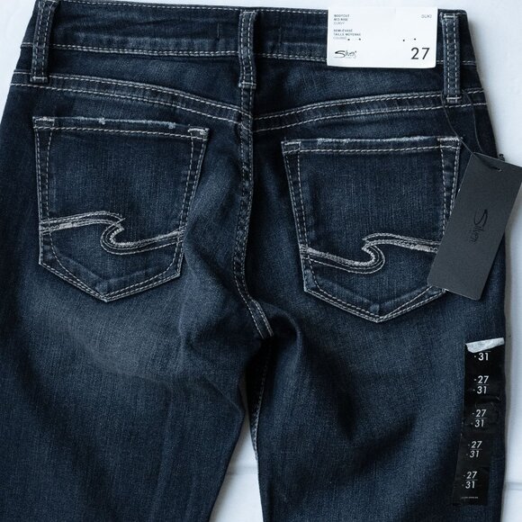 Silver Suki Jeans Flare Western Cowgirl Denim Top Stitch Dark Wash Coastal Pant - Picture 7 of 15